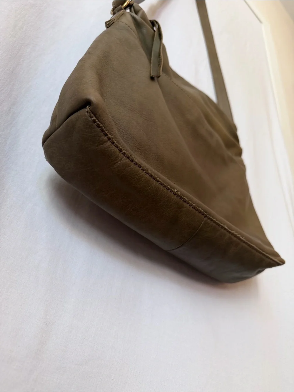 Margot Olive Green Leather Multi Compartment Crossbody Bag